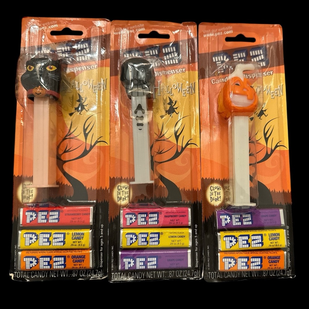 Vintage 2006 Pez Halloween Dispensers Glow in the‎ Dark SEALED Lot of 3